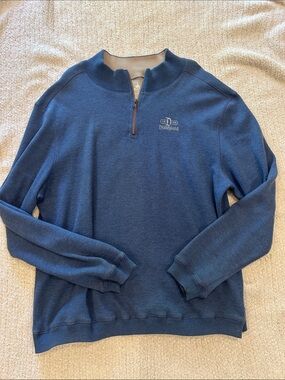 Disney Men's Blue Quarter-Zip Pullover Sweater